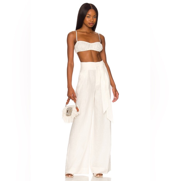 L'ACADEMIE Comilly Wide Leg Summer Pant in White - Picture 1 of 9